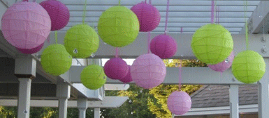 Lime Paper Hanging Lanterns